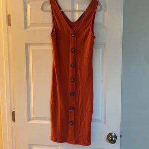 Large orange button midi dress